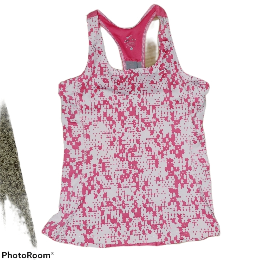 Nike Women's Pink and White Dri Fit Active Wear Tank 269